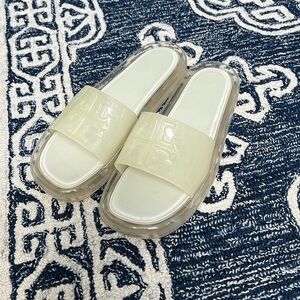 Tory Burch Clear and Cream Slide Sandals